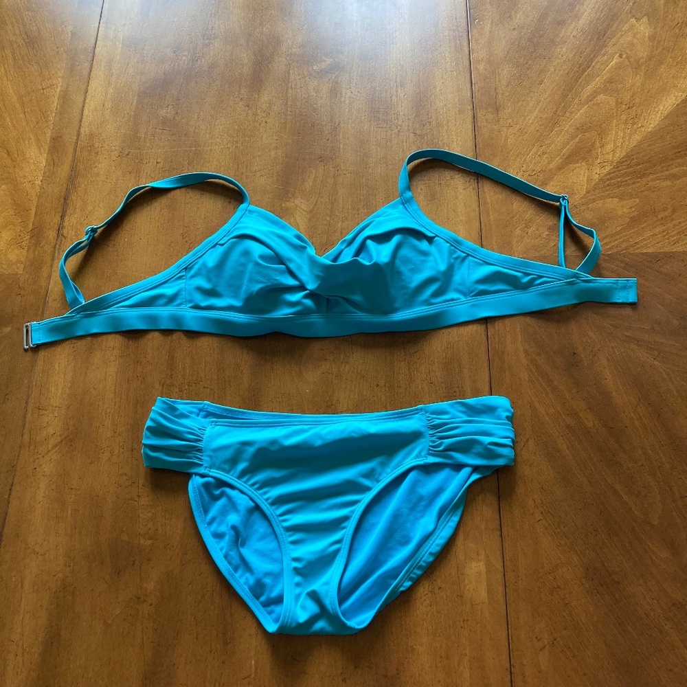Athteta Two Piece Bikini Aqua Size M 34B/C